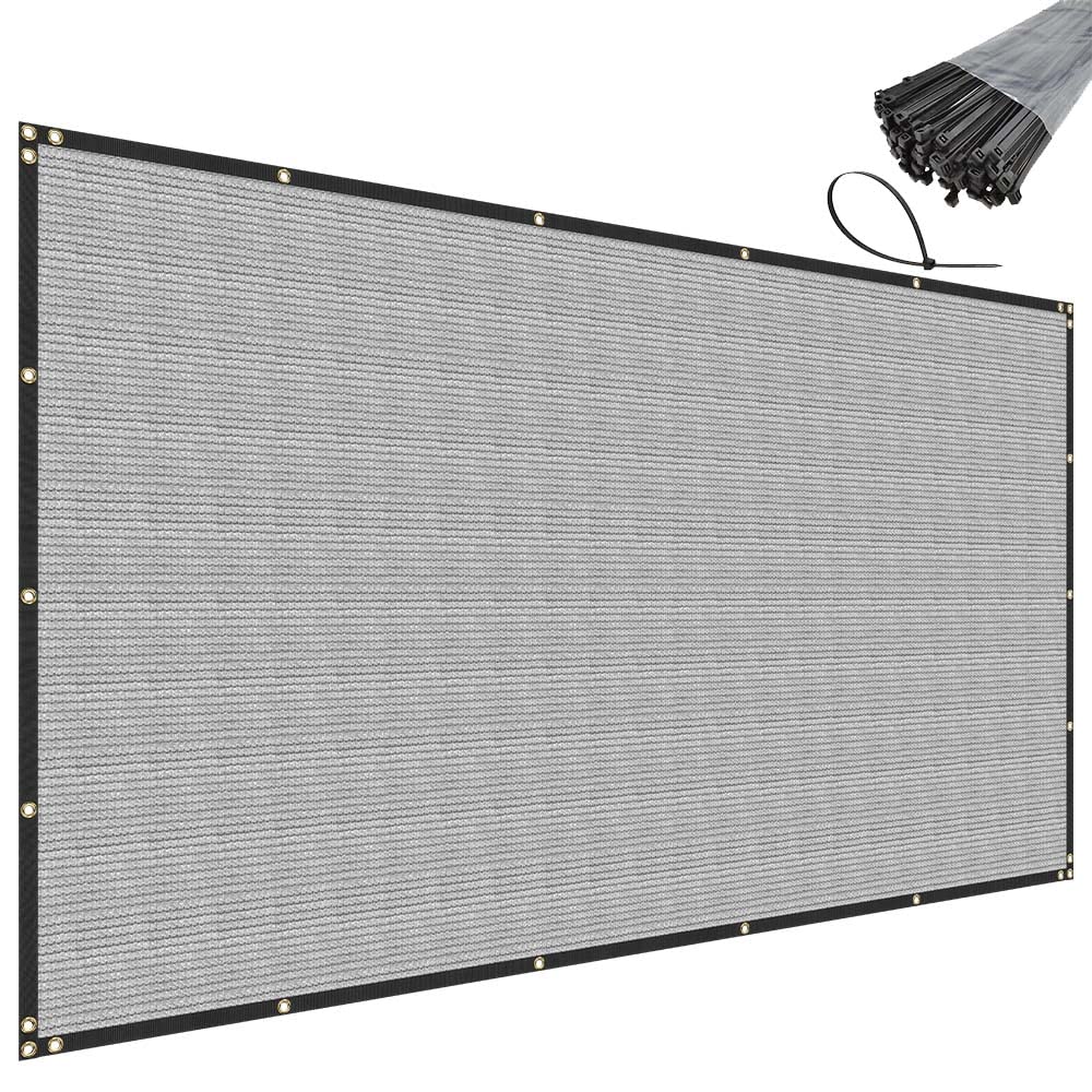 Sunnyroyal Privacy Fence Screen Heavy Duty Windscreen Net Fabric With Brass Grommets Outdoor Grey 8' X 17'