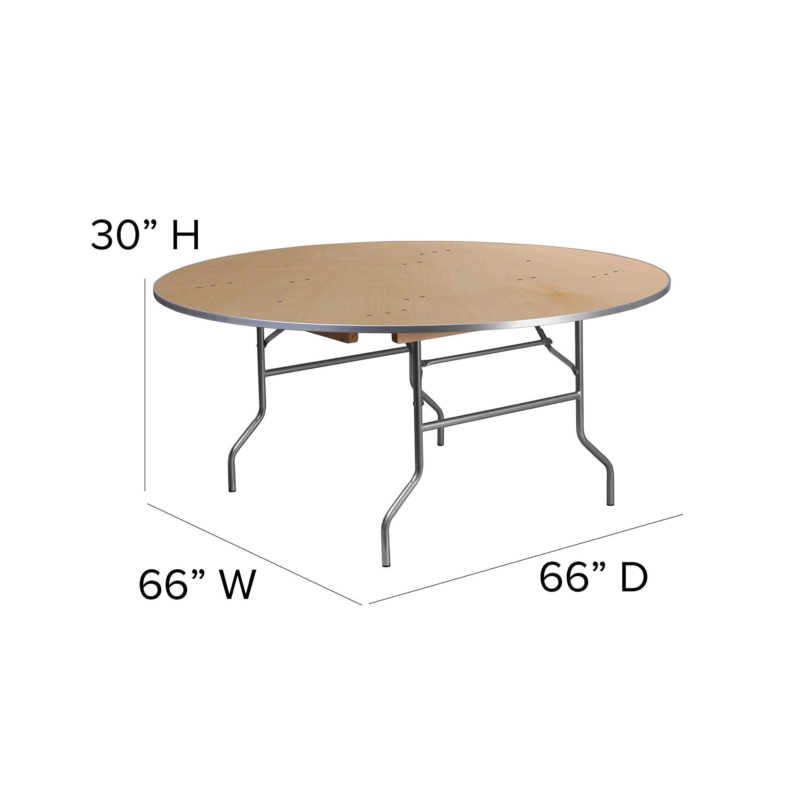 Flash Furniture 5.5-Foot Round HEAVY DUTY Birchwood Folding Banquet Table with METAL Edges