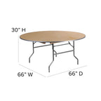 Flash Furniture 5.5-Foot Round HEAVY DUTY Birchwood Folding Banquet Table with METAL Edges
