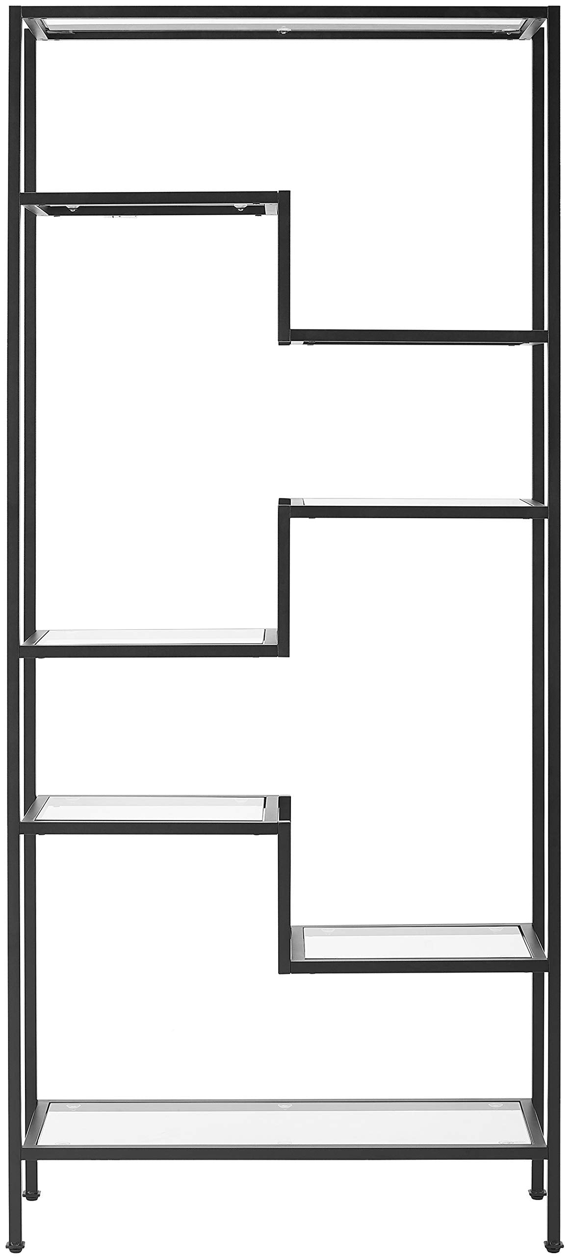 Crosley Furniture Sloane Bookshelf With Glass Shelves, Bookcase Storage, Matte Black