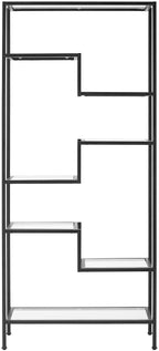 Crosley Furniture Sloane Bookshelf With Glass Shelves, Bookcase Storage, Matte Black