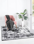 Unique Loom Sofia Collection Area Rug - Salle Garnier (5 3 Square, Black/ Ivory)