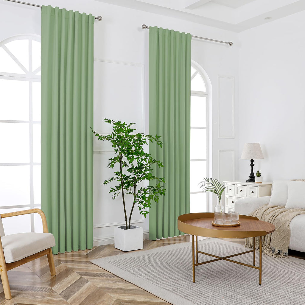 Joydeco Blackout Curtains For Bedroom 90 Inch Length,Back Tab/Rod Pocket 100% Blackout Living Room Drapes, Textured Thermal Insu