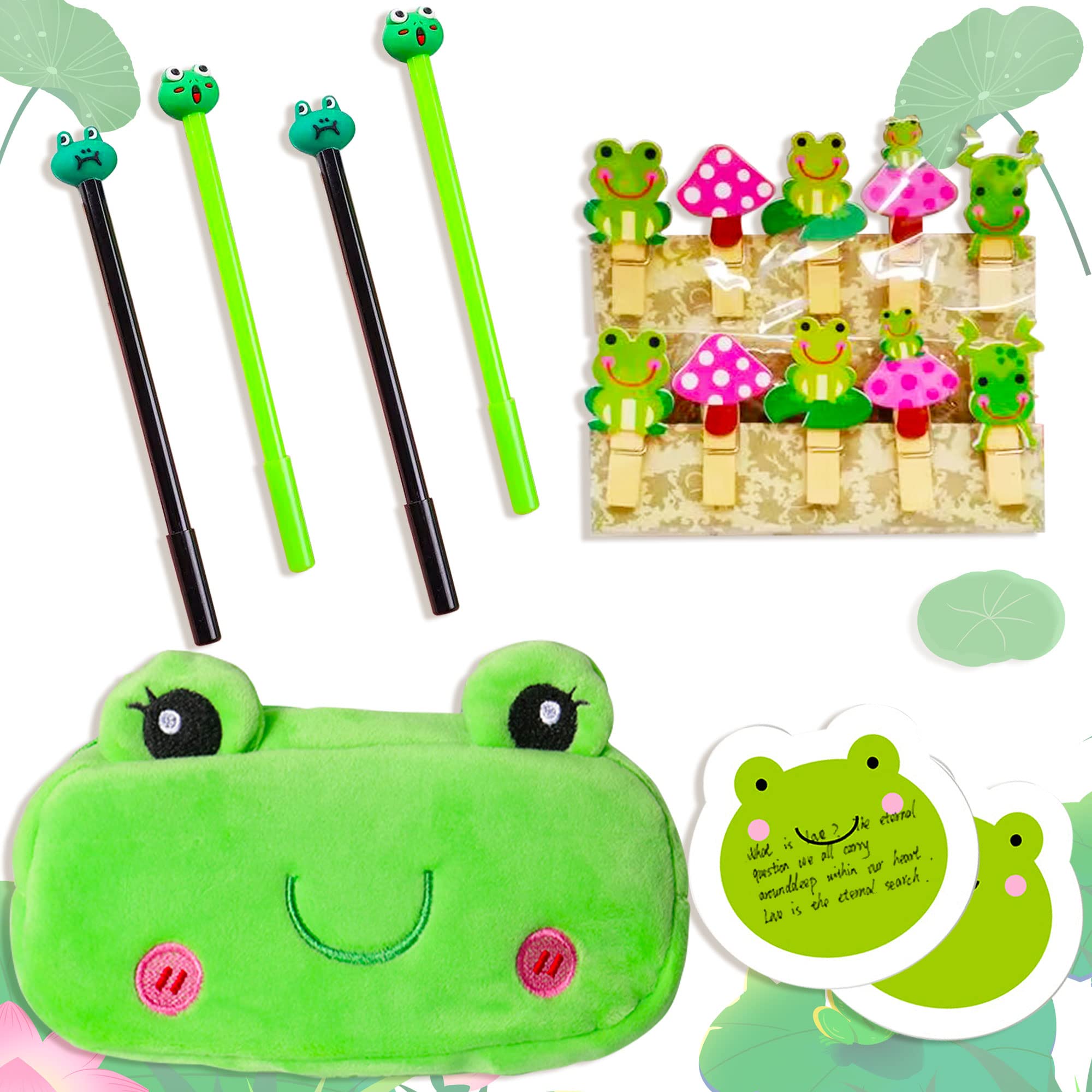 Laventy Cute Frog Pencil Pouch Frog Pens Frog Pencil Case Frog Stationery Frog Gifts Sticky Notes Office Supplies
