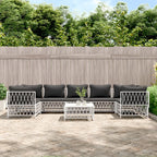 vidaXL 8 Piece Patio Lounge Set with Cushions White Steel
