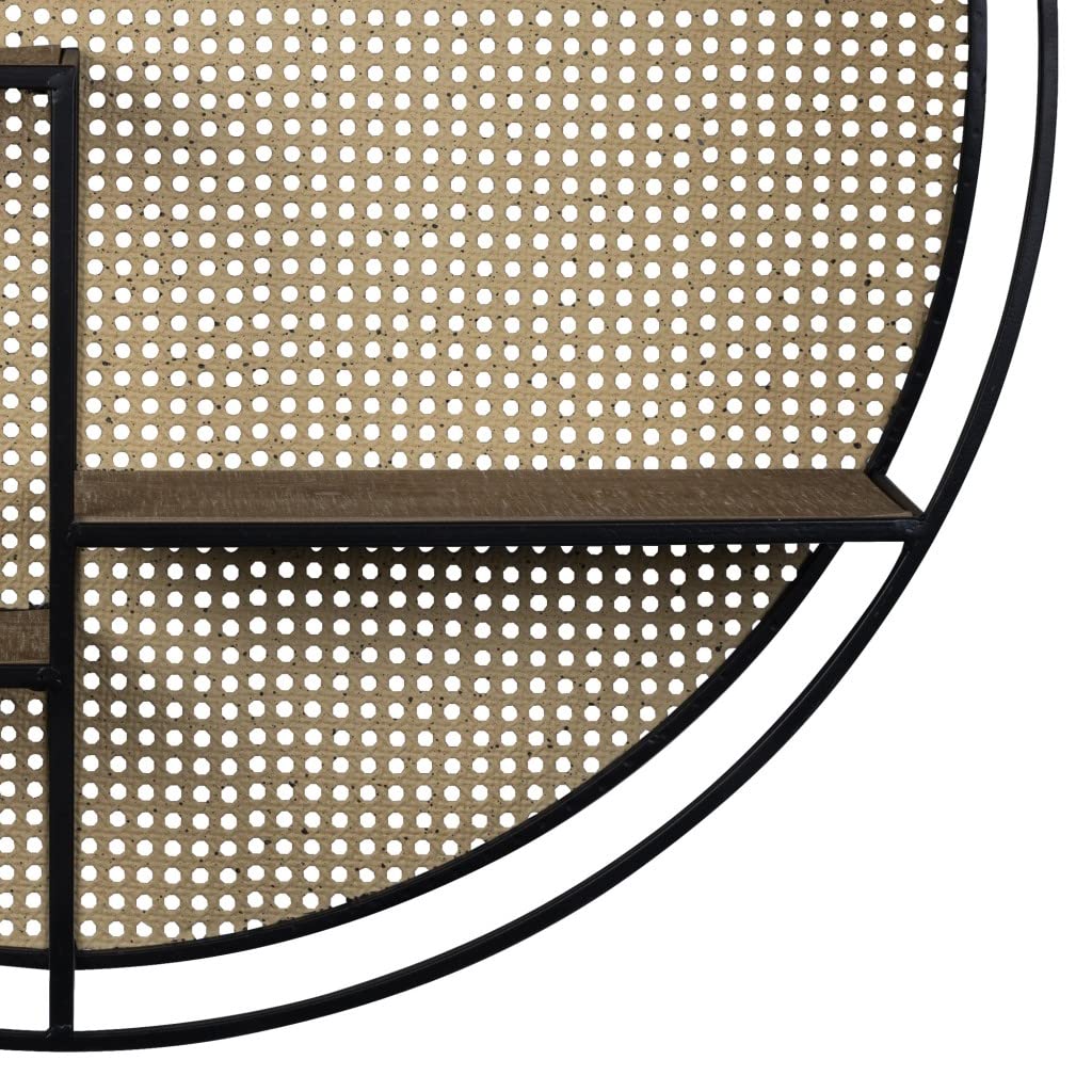 HomeRoots Multi Metal, Other Cane Detail Metal and Wood Wall Shelves