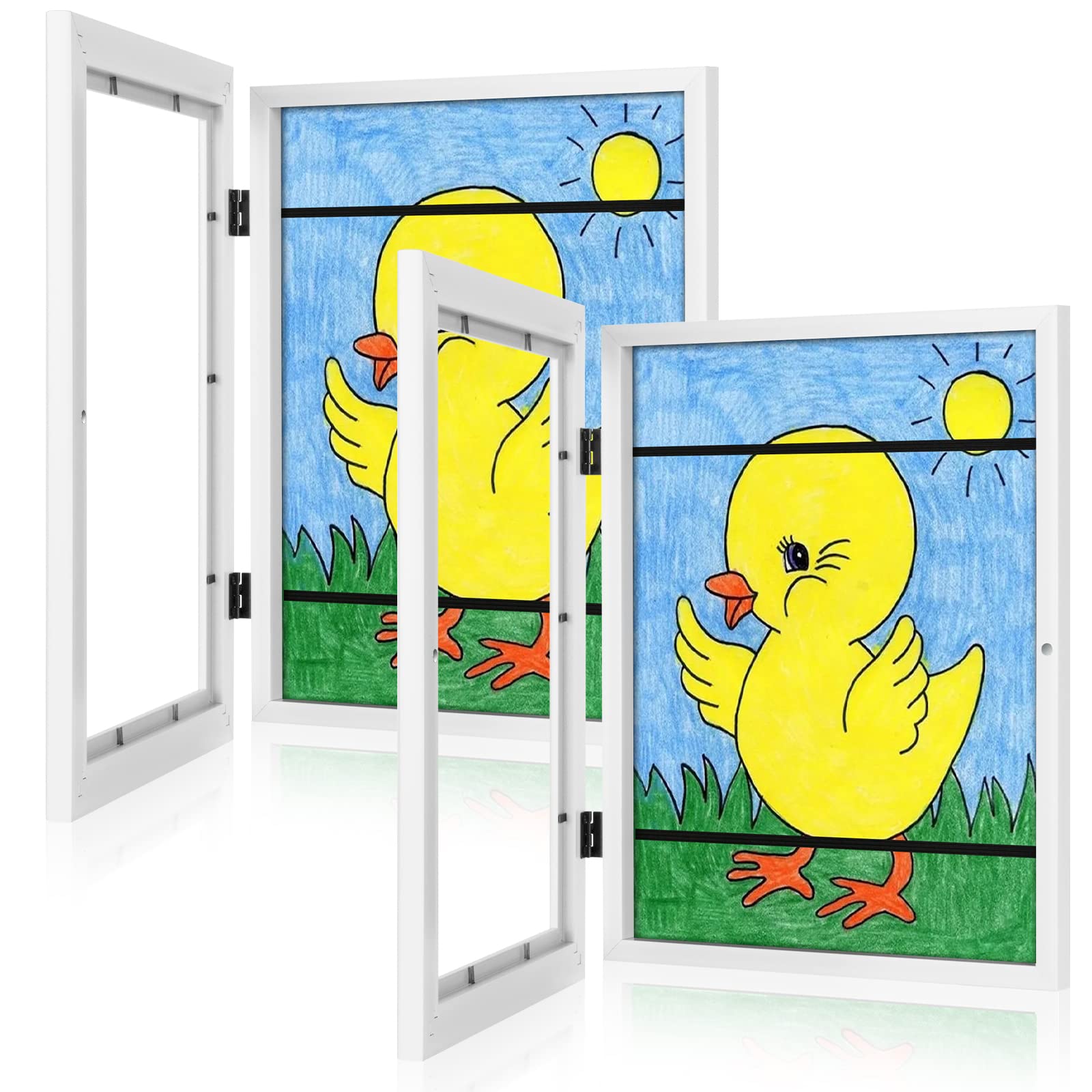 [2-Pack] Kids Art Frames, 8.5x11 Front Opening Kids Artwork Frames Changeable, White Artwork Display Storage Frame for Wall, Hol
