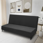 Znsayotx Armless Futon Covers Full Size (67'-82') Stretch Jacquard Sofa Bed Slipcovers, Striped Queen Futon Cover With Non-Slip Elastic Bottom, Soft Cozy Futon Mattress Cover Washable (Black)