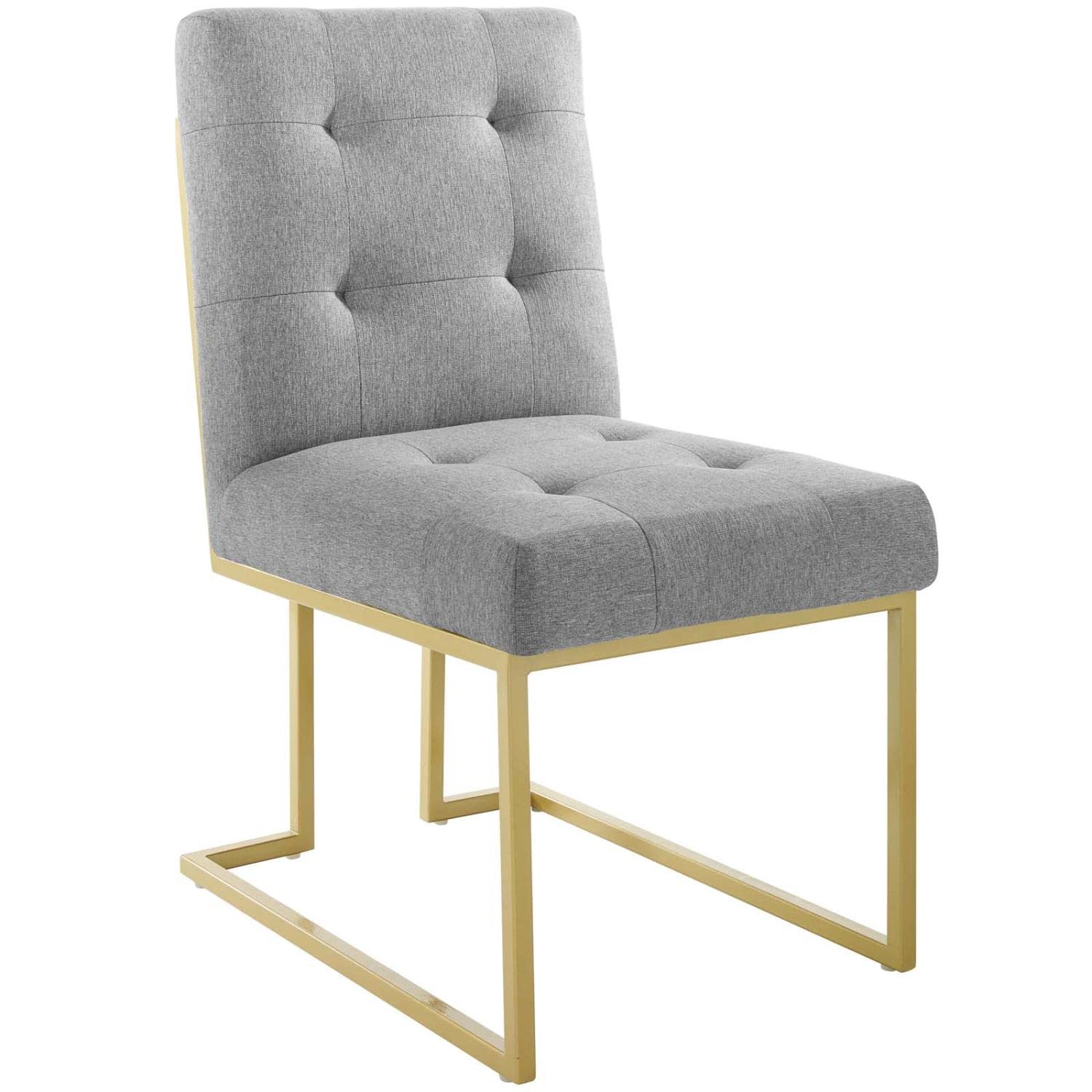 Modway Privy Upholstered Gold Stainless Steel Dining Chair In Gold Light Gray