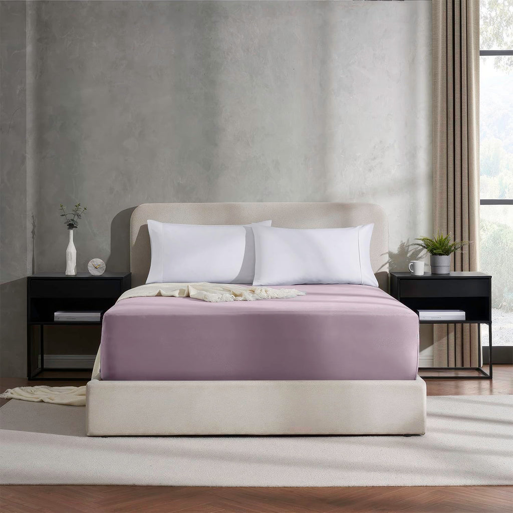 Nestl Grayish Purple Twin Xl Deep Pocket Fitted Sheet, 1800 Microfiber, Ultra Soft, Fits Up To 24 Inch Mattress