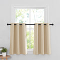 RYB HOME Thermal Insulated Tiers Short Curtains for Living Room, Plain Ring Top Small Window Treatment Panels for Office/Kitchen