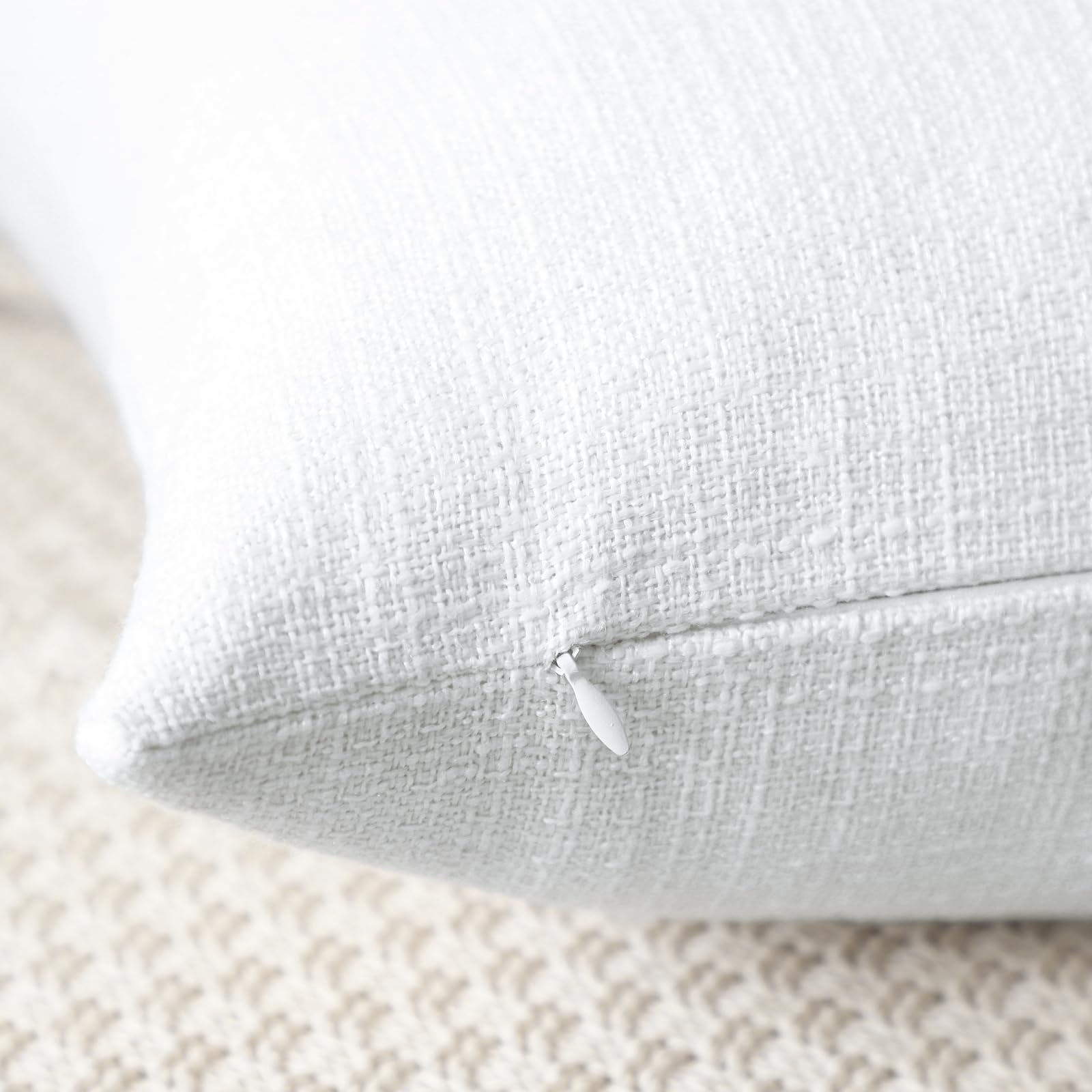 Otostar Linen Throw Pillow Covers Set Of 2 Decorative Square Pillowcases Cushion Covers 22X22 Inch For Home Decor Sofa Bedroom Car 55 X 55 Cm Pure White