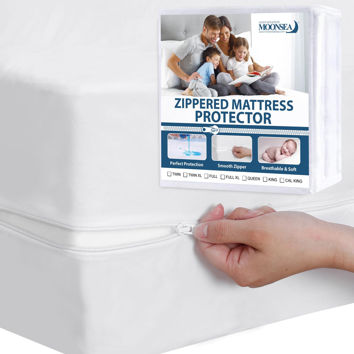Zippered Waterproof Mattress Protector Twin Xl, 6-Side Waterproof Mattress Encasement, Twin Xl Mattress Cover, Box Spring Encase