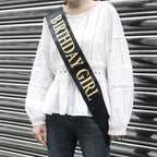 Dadam Birthday Sash For Girls Black Satin Birthday Girl Sash With Gold Glitter Lettering Party Favors, Supplies And Decorations