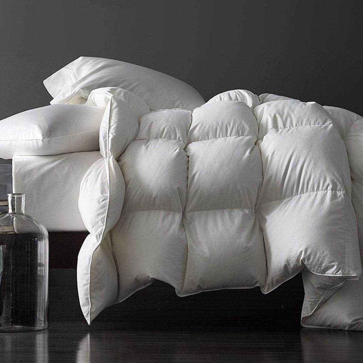 Royoliving Premium Heavyweight Feathers Down Comforter 100% Cotton Cover White Winter Down Proof Thickened Cal-King Size Duvet I