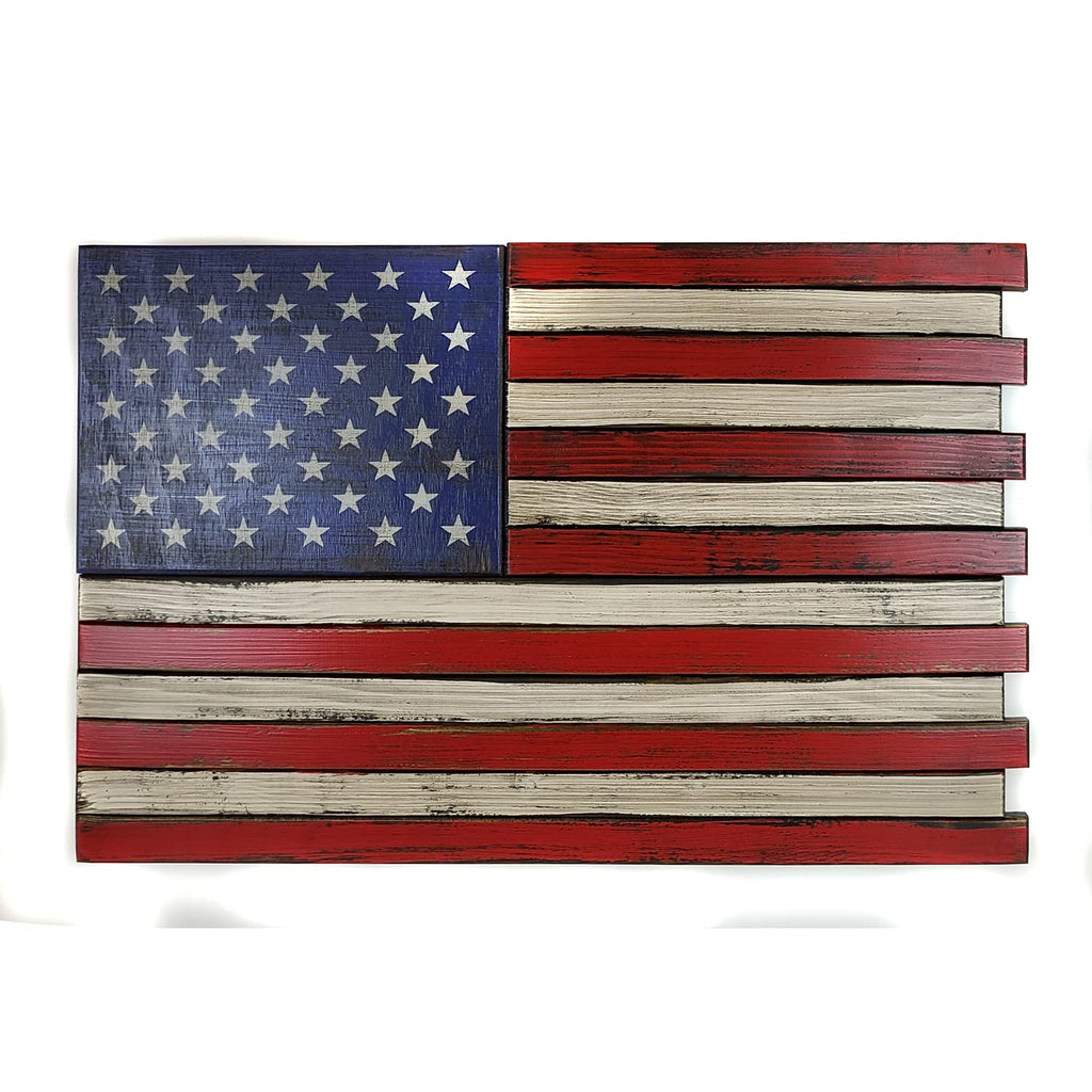 American Furniture Classics Model Small2Comp Small American Flag Wall Hanging Gun Concealment With Two Secret Compartments