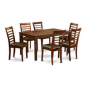 East West Furniture CAML7-MAH-LC 7 Piece Dining Room Table Set Consist of a Rectangle Wooden Table and 6 Faux Leather Kitchen Dining Chairs, 36x60 Inch, Mahogany