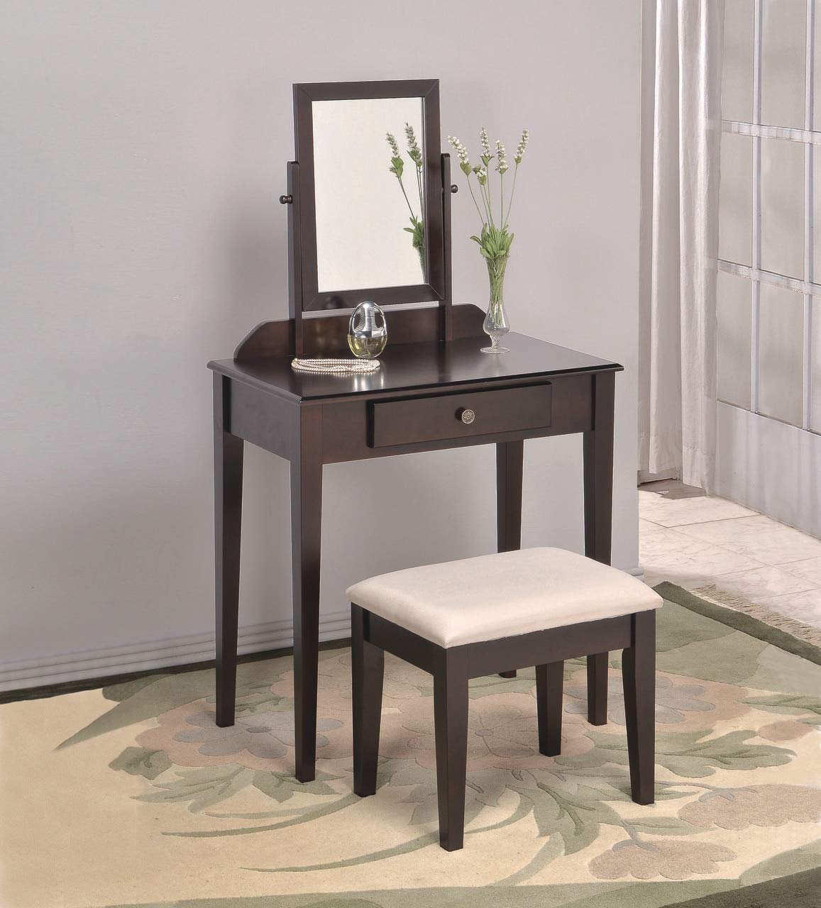 American Furniture Classics Vanity Table And Stool, Espresso