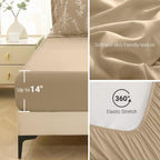 Muxhomo Beige Full Comforter Set, Elegant Floral Print Bed In A Bag 7 Pieces, Ultra Soft & Breathable Reversible Botanical Patte