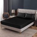 Homiest Black Satin Fitted Sheet Twin Xl Size Fitted Bed Sheet, Deep Pocket Fitted Sheet Only, Luxury & Ultra Soft Bedding Fitted Sheet Single Bottom Bed Sheets Sold Separately