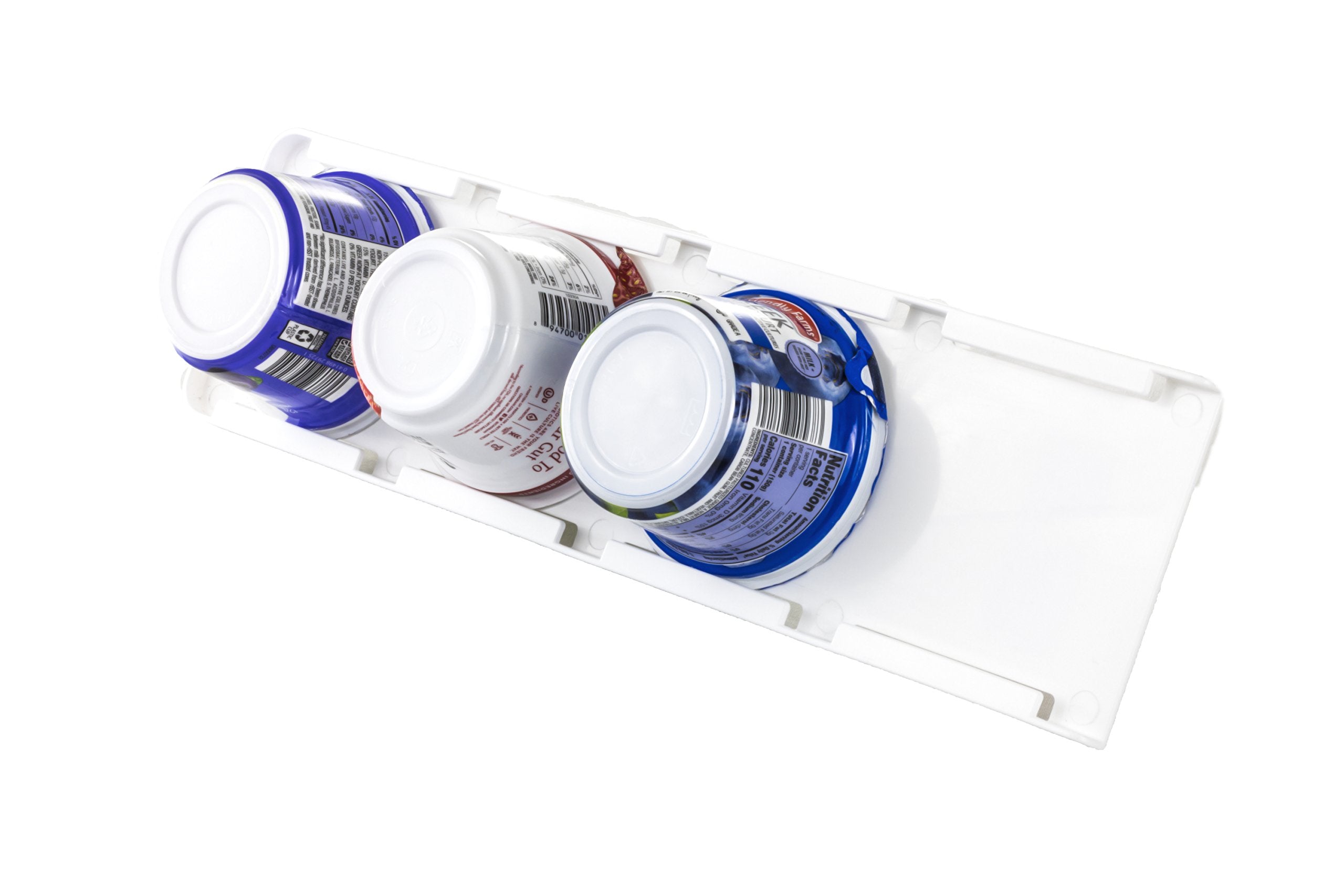 Storage Theory Yogurt Organizer for Fridge - Peel & Stick Fridge Storage Organizer - Holds up to 4 Wide-Mouth Vegan and Greek Yo