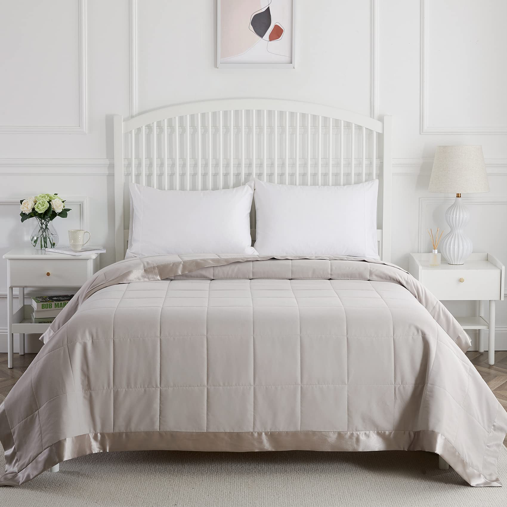 Comflive Down Alternative Blanket - Queen Size Blanket With Satin Trim - Bed Blanket For All Seasons - Winter Summer Comfort Sof