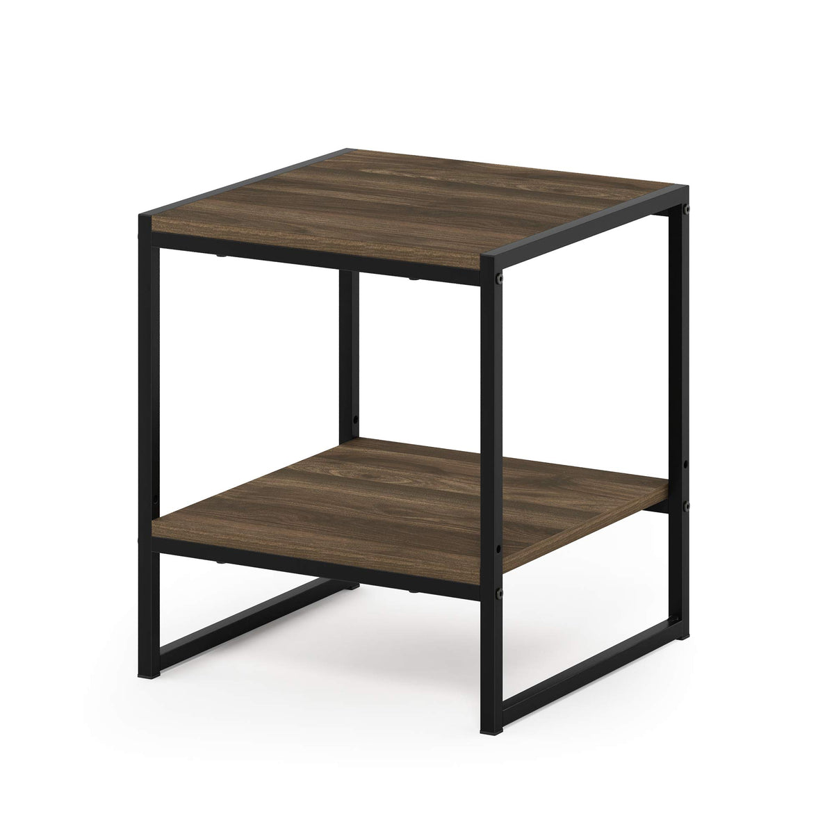 FURINNO Camnus Modern Living 2-Tier End Table, Columbia Walnut, 15.9 in x 15.75 in x 18 in