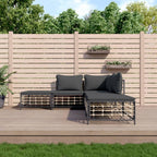 vidaXL 4-Piece Outdoor Patio Lounge Set in Anthracite - Modular Sofas with Thick Cushions, Durable Poly Rattan Frame for Garden/Terrace