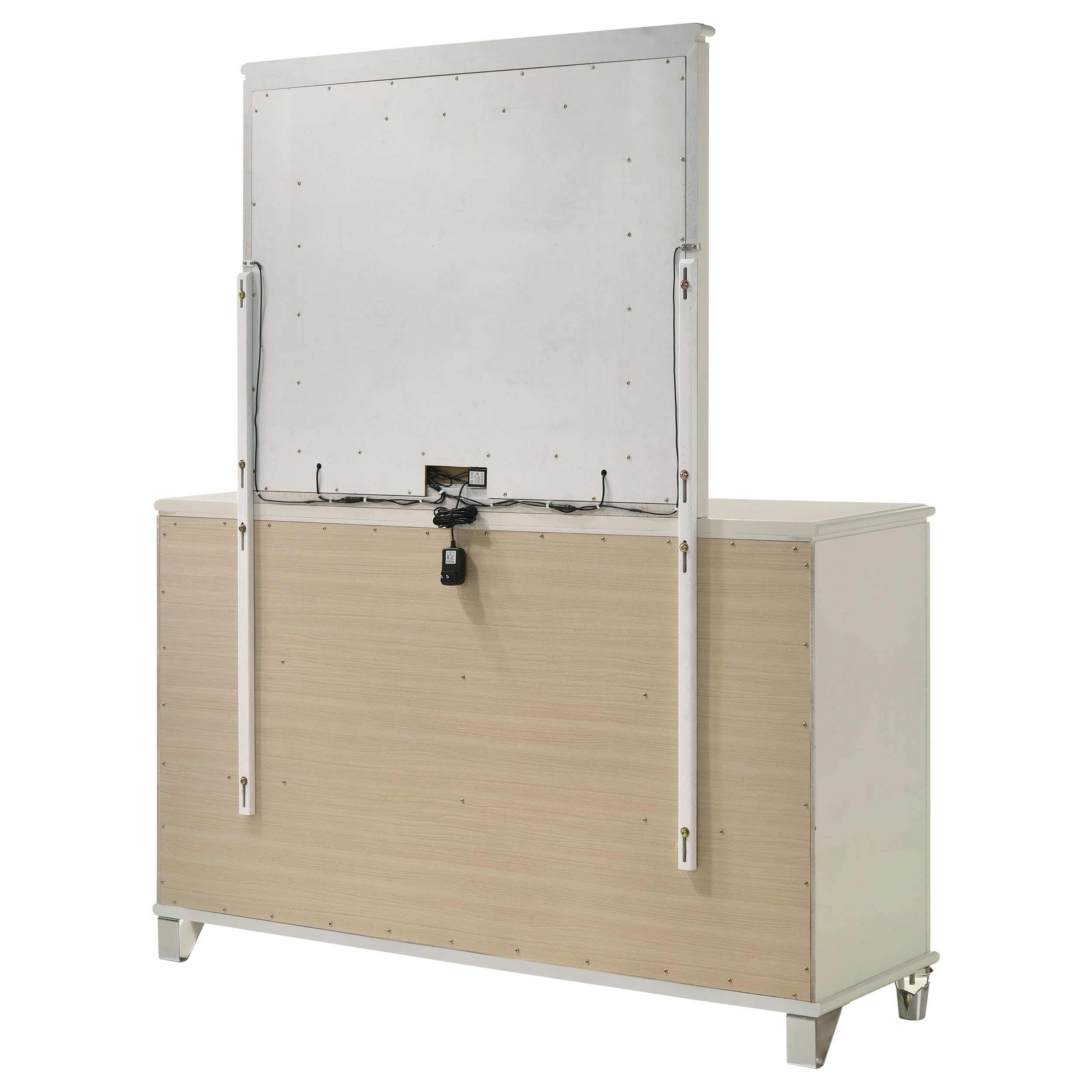 Coaster Home Furnishings Olivia Contemporary 64-inch 6-Drawer Bedroom Dresser with Mirror Bedroom Clothing Storage Cabinet Wide Chest of Drawers Organizer Unit White 224953M