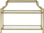 Crosley Furniture Aimee Sofa Console Table With Storage Shelves For Hall, Entryway, Or Living Room, Gold And Glass