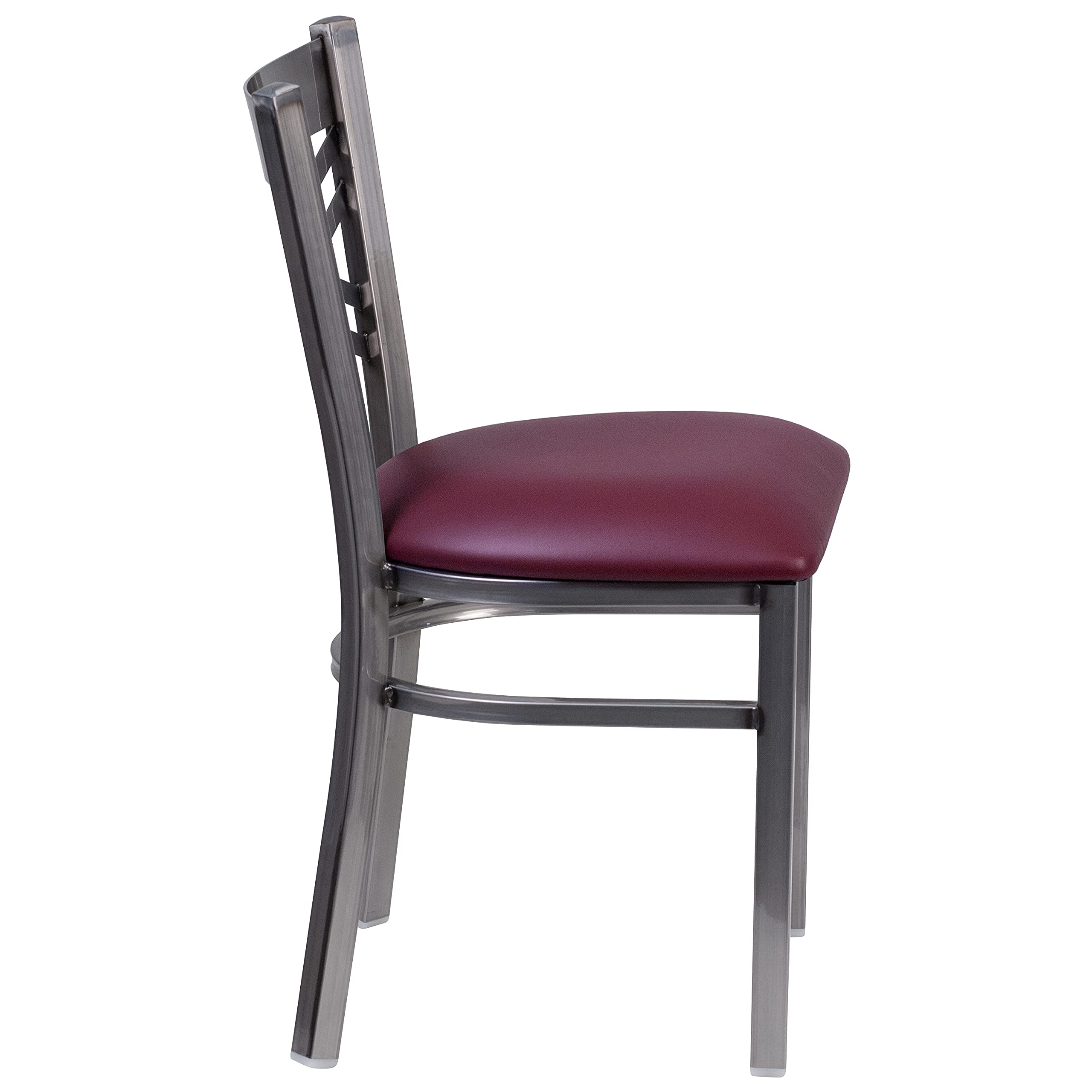 Flash Furniture Hercules Series Clear Coated ''X'' Back Metal Restaurant Chair - Burgundy Vinyl Seat