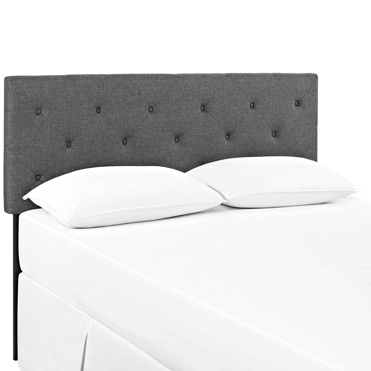 Modway Terisa Tufted Button Diamond Pattern Linen Fabric Upholstered King Headboard In Gray