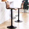 HeuGah Swivel Bar Stools Set of 2, Counter Height Bar Stools with Back, Adjustable Bar Stools 24 to 32, Brown Faux Leather Bar S