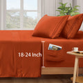 Siinvdabzx Extra Deep Pocket King Sheets Set - Fits Mattress Up To 24 Inches Thick - 4 Piece Burnt Orange Deep Pocket Sheets For