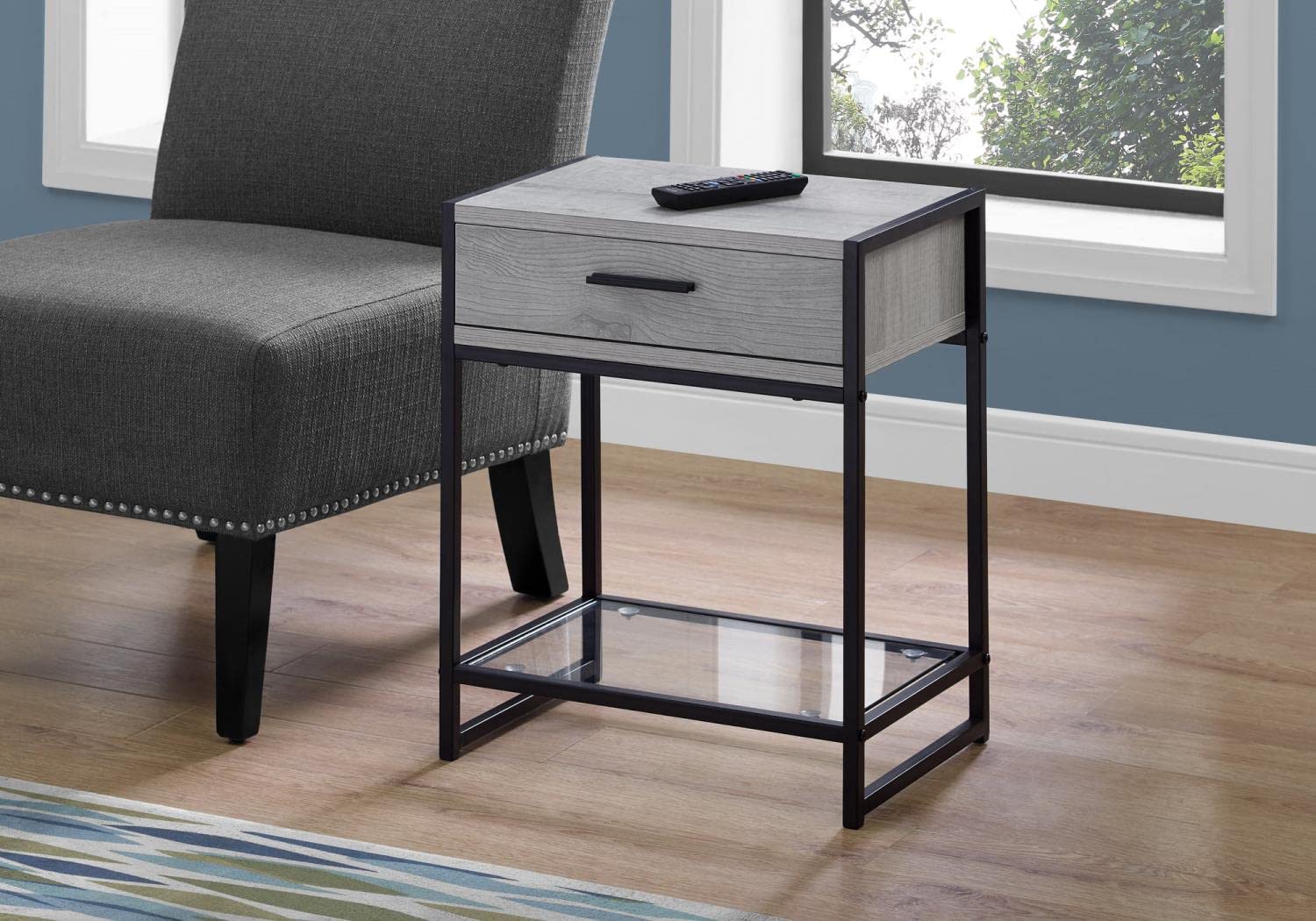 Monarch Specialties I Accent, END Table, Night Stand, GREY