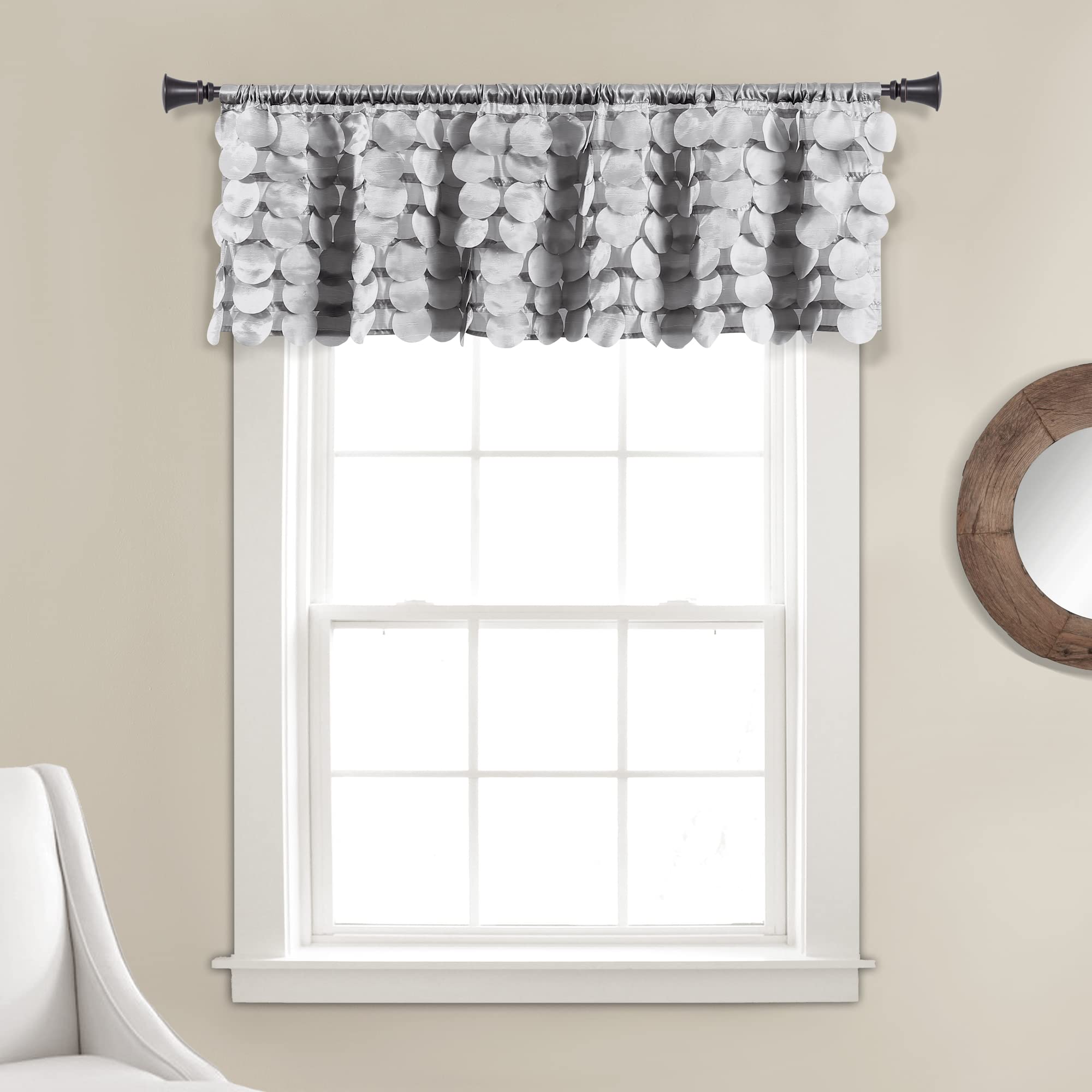 Lush Decor Gigi Window Curtain Valance, 14 Inches Long x 50 Inches Wide, Light Gray