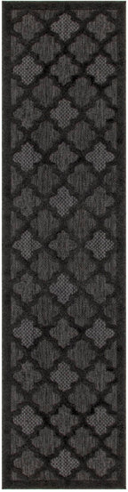 Nourison Easy Care Indoor/Outdoor Charcoal Black 2' X 6' Area Rug, Easy Cleaning, Non Shedding, Bed Room, Living Room, Dining Room, Backyard, Deck, Patio (2X6)