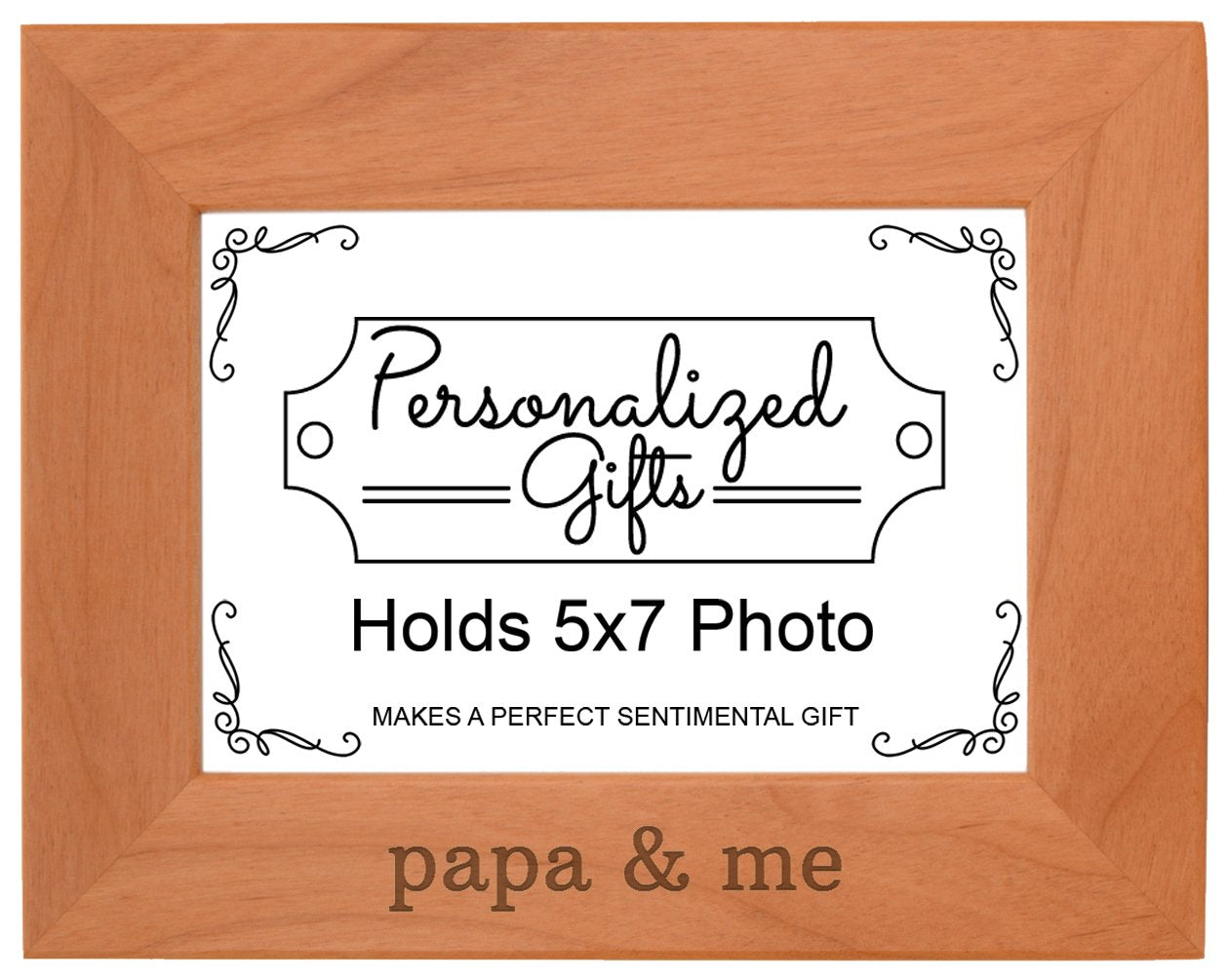 Personalized Gifts Grandpa Gift Papa and Me Grandchild Natural Wood Engraved 5x7 Landscape Picture Frame Wood