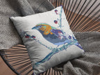HomeRoots Purple On White Broadcloth 26â€ Blue White Robin Indoor Outdoor Throw Pillow