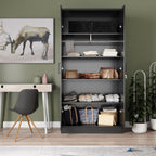 Woodpeckers Furniture And Mattress 2 Doors Wardrobe Mirrored Door (Black)