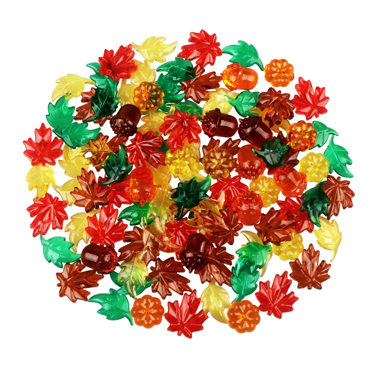 100PCS Acrylic Leaves Mini Pumpkins Acorns Maple Leaves Acrylic Fall Decorations, Thanksgiving Table Scatter Fall Vase Filler Ge