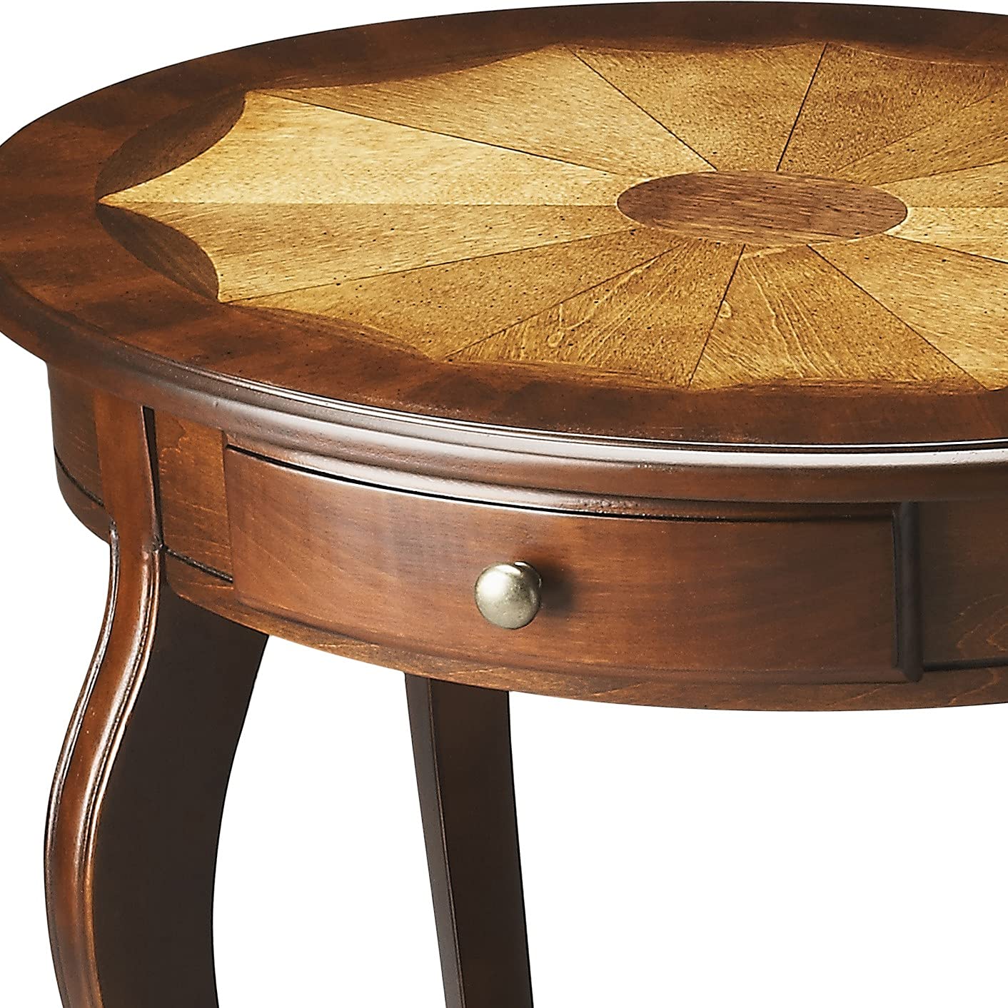 HomeRoots Dark Brown Rubberwood Solids, MDF, Nickel Jeanette Plantation Cherry Oval Accent Table