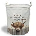 EGBTL Vintage Highland Cow Laundry Basket, Western Cow Collapsible Laundry Hamper with Handles, Live Like Someone Left the Gate 