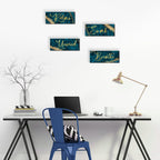 Onizhity 4 Pcs Teal And Gold Bathroom Decor Navy Teal Gold Wall Decor Relax Soak Unwind Breathe Wooden Rustic Marble Style Versa