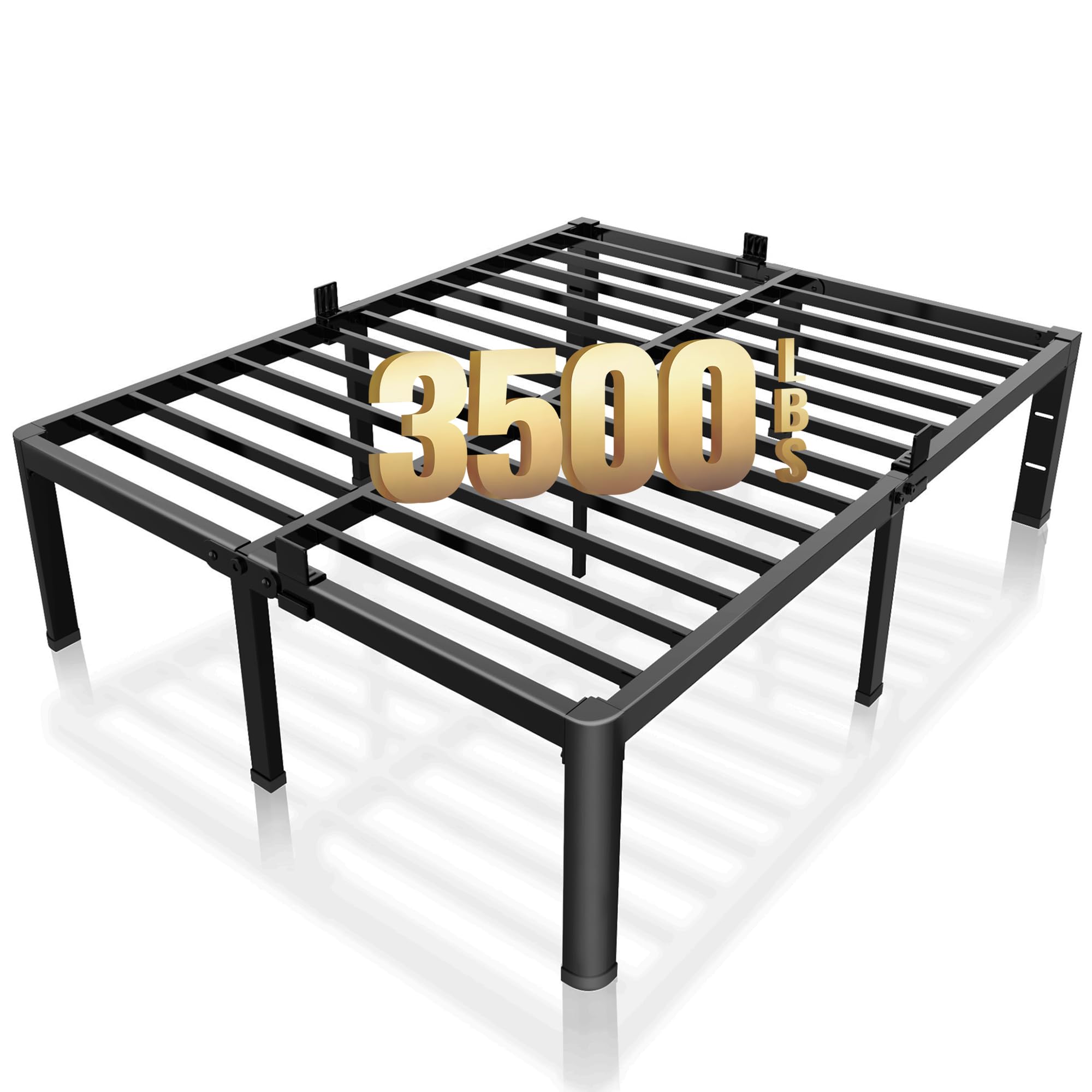 ROIL 18 Inch California King Bed Frame with Rounded Corner and Headboard Hole Mattress Retainers 3500LBS Metal Heavy Duty Steel 
