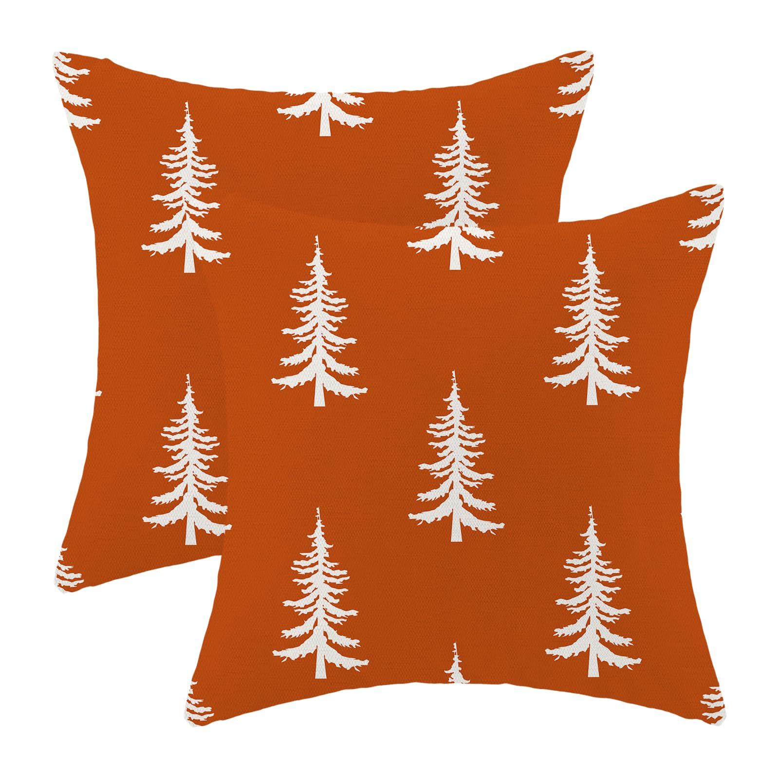 Cxmeifly Christmas Pillow Covers 18X18 Inch Set Of 2 Burnt Orange Cream Christmas Tree Decor Throw Pillows Winter Xmas Holiday O