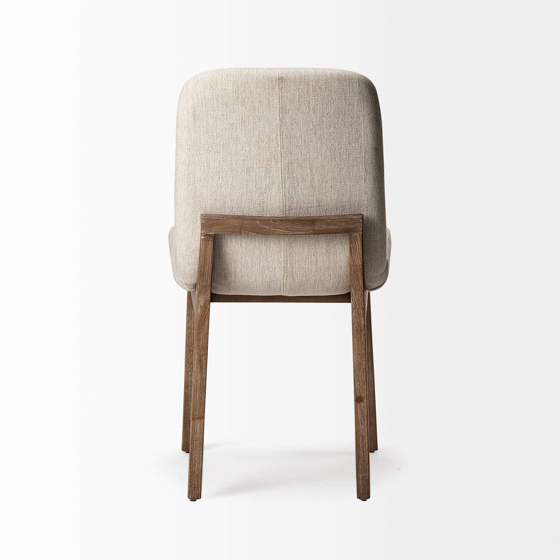 HomeRoots Diamond Tuffed Cream Fabric Wrap with Brown Wood Base Dining Chair