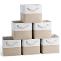 Xaajooio 11 x 11 Inch Cube Storage Bins, 6 Pack Foldable Linen Organizer with Rope Handles for Home, Office, Closet, Clothes, To