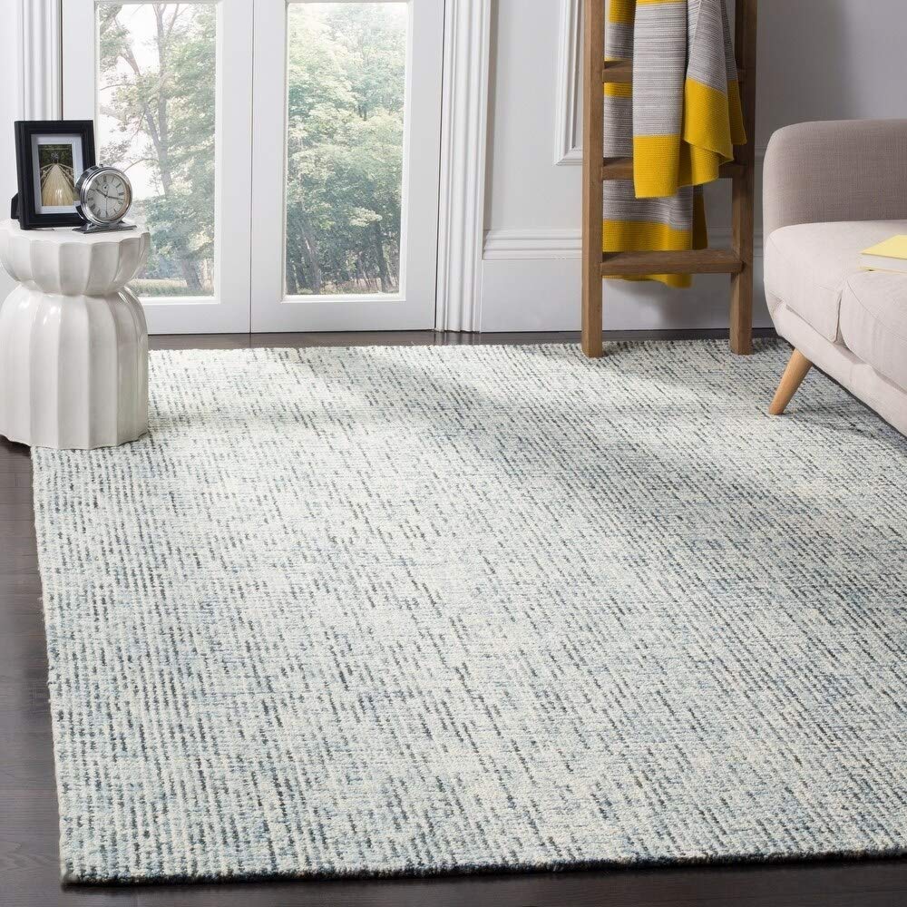 Safavieh Abstract Collection Area Rug - 8' X 10', Dark Blue & Rust, Handmade Wool, Ideal For High Traffic Areas In Living Room,