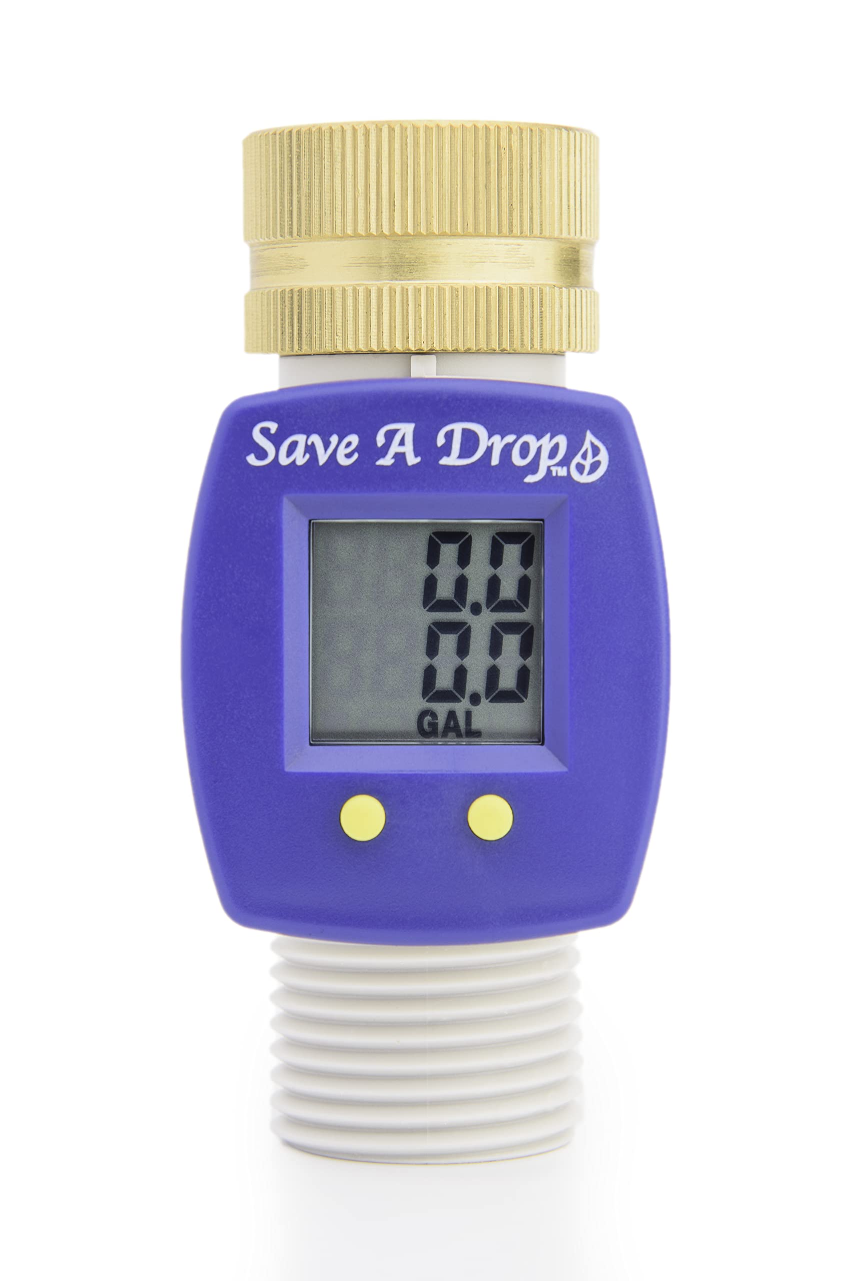 Save A Drop P3 Water Flow Meter With Heavy Duty Brass Swivel | Measure Gallon Usage From An Outdoor Garden Hose | Great For Camp